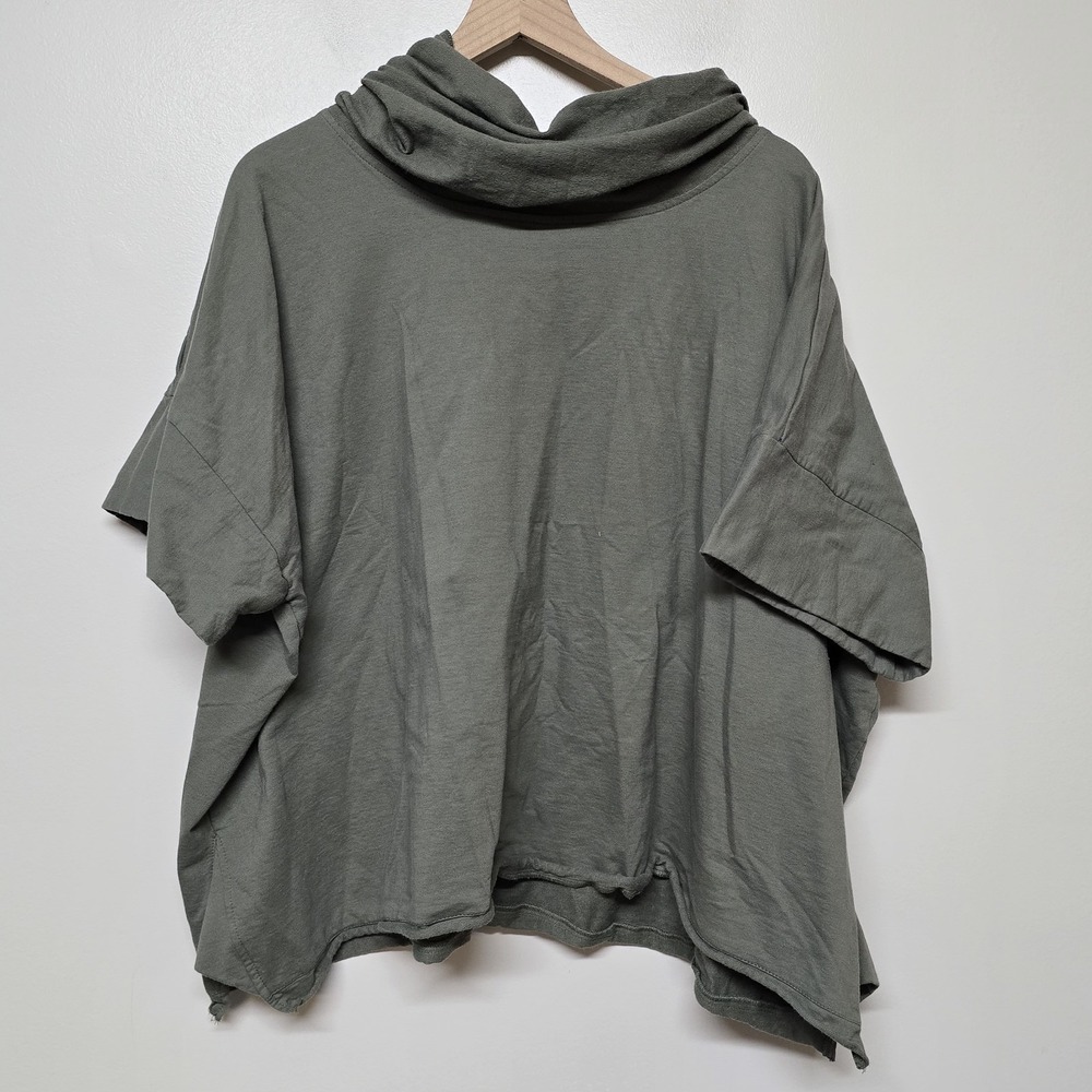 Planet French Terry Cowl Neck Boxy Green OversizedSweatshirt Minimalist One Size